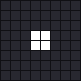 Frame 0: a small 2 x 2 square