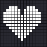 The heart sprite enlarged: a 16 x 16 grid with a white heart shape
